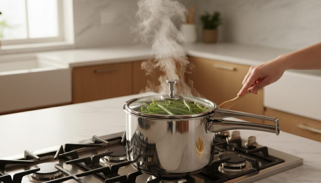 découvrez comment préparer des haricots verts parfaitement cuits en un temps record grâce à la cocotte-minute. notre astuce infaillible vous garantit des légumes savoureux et croquants à chaque fois.